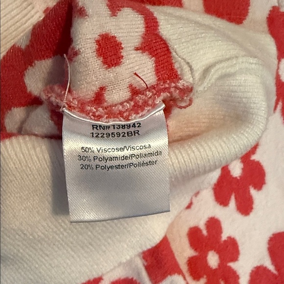 Women's Floral Polo Sweater - Red and White Daisy Design - Picture 4 of 5